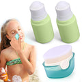 BSRESIN Kids Sunscreen Applicator Set (1 Soft Brush + 2 Empty Roller Bottles)